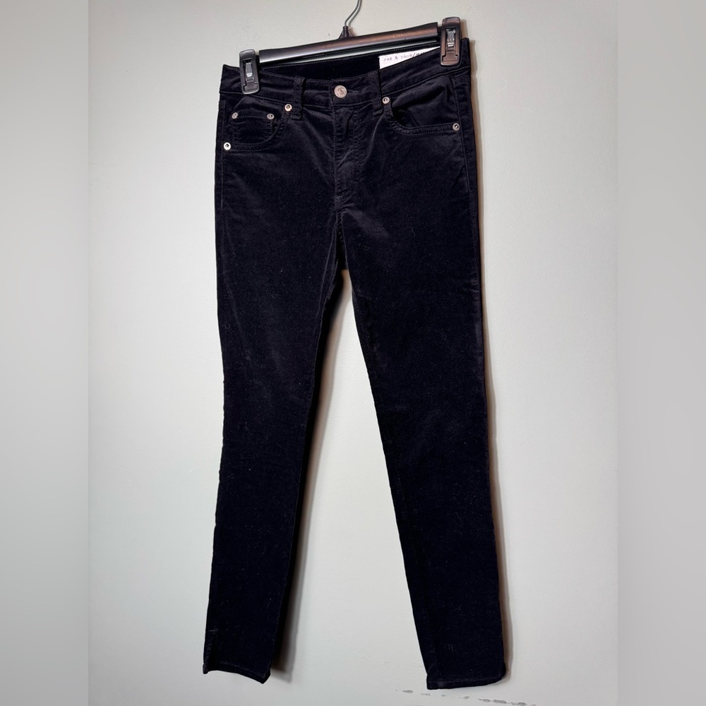 Rag & Bone Womens Black Velvet High Rise Ankle Skinny Style W1567Q232BLK Size 25
